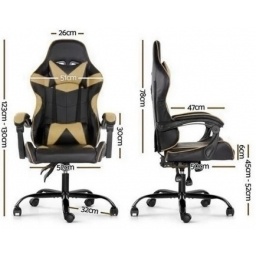 Silla Gamer Lumax ROM Negro Dorado respaldo reclinable
