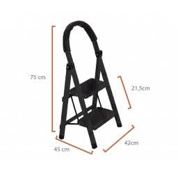Escalera de 2 escalones negra antideslizante para hogar