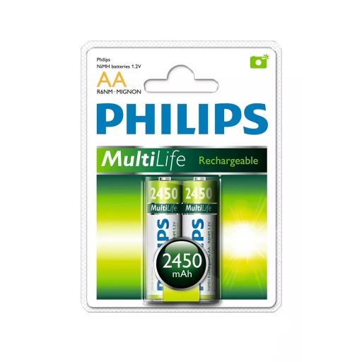 Pilas Recargables Philips AA 2450mAh x2