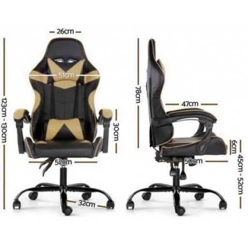 Silla Gamer Lumax ROM Negro Dorado respaldo reclinable