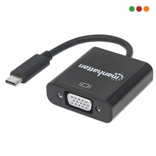 Convertidor USB C a VGA Manhattan Negro