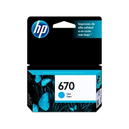 Cartucho de Tinta HP 670 Cyan Rendimiento 300 pginas